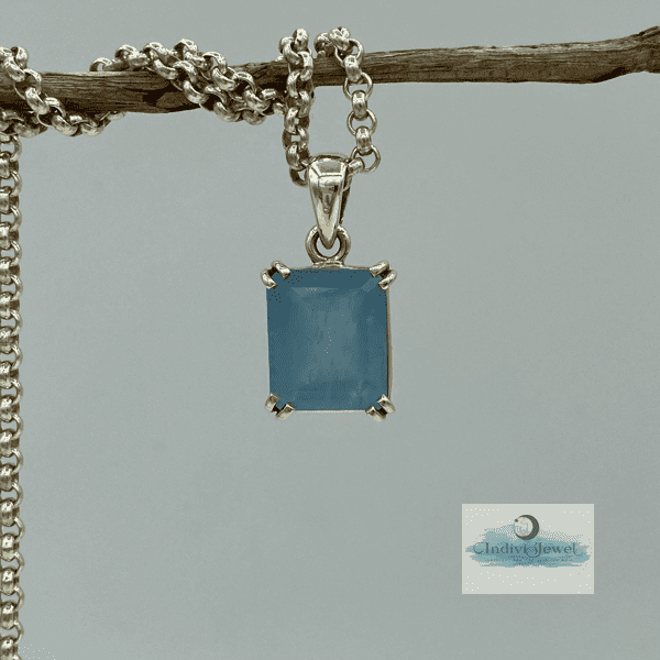 aquamarine handmade jewellery pendant on necklace